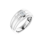Load image into Gallery viewer, 1 Carat Round Cut Bezel Set Moissanite Wedding Ring for Men
