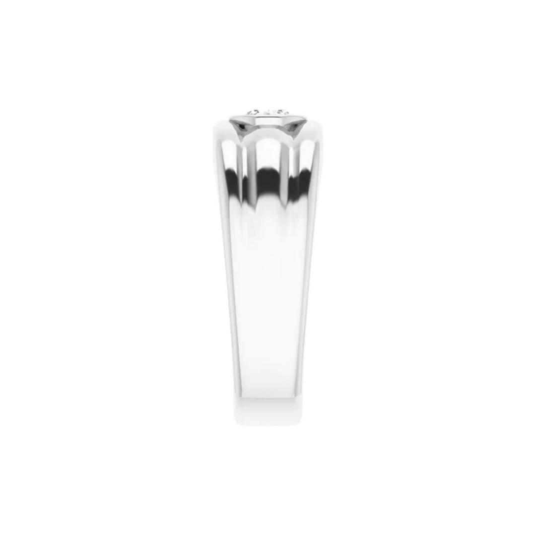 1 Carat Round Cut Bezel Set Moissanite Wedding Ring for Men