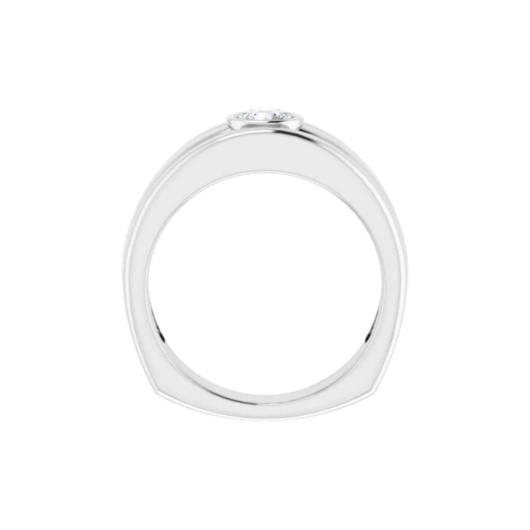 1 Carat Round Cut Bezel Set Moissanite Wedding Ring for Men