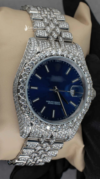 Blue Face Dial Moissanite Diamond Watch | 41MM
