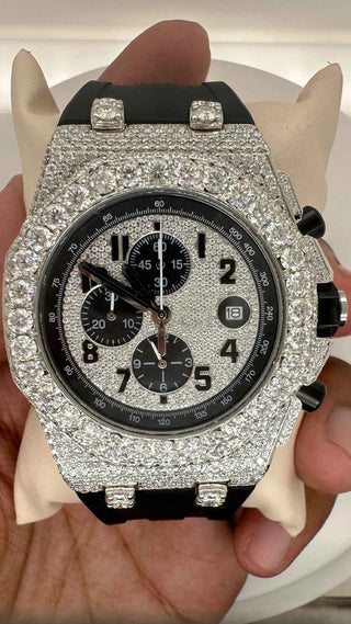 Bust Down Rubber Band Moissanite Watch