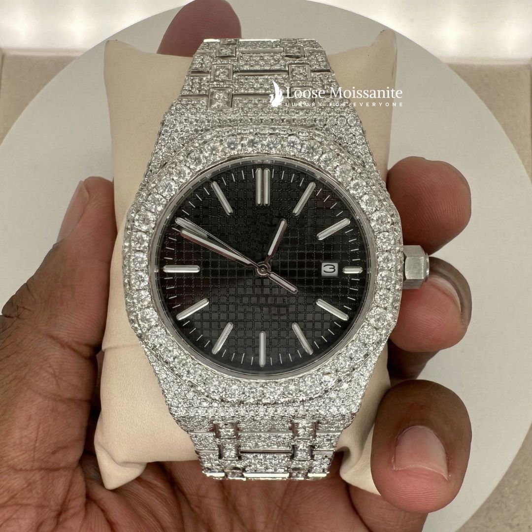 Front View Of Bust-Down-Ap-Moissanite-Watch