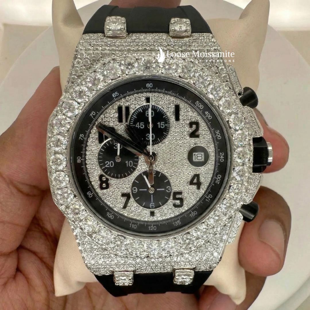 Bust Down Rubber Band Moissanite Watch