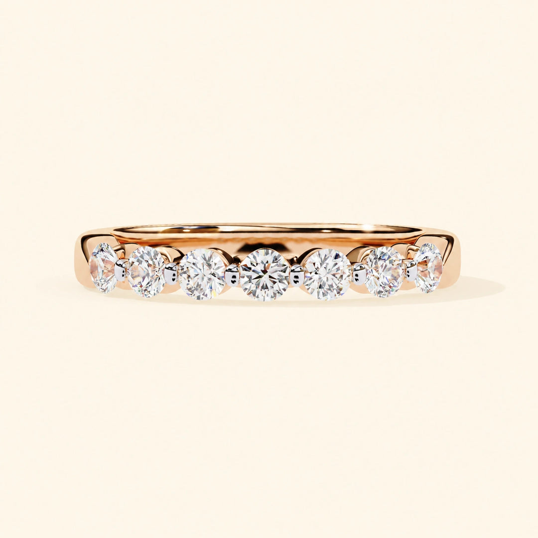 Front View Of 7 Stone Wedding Band