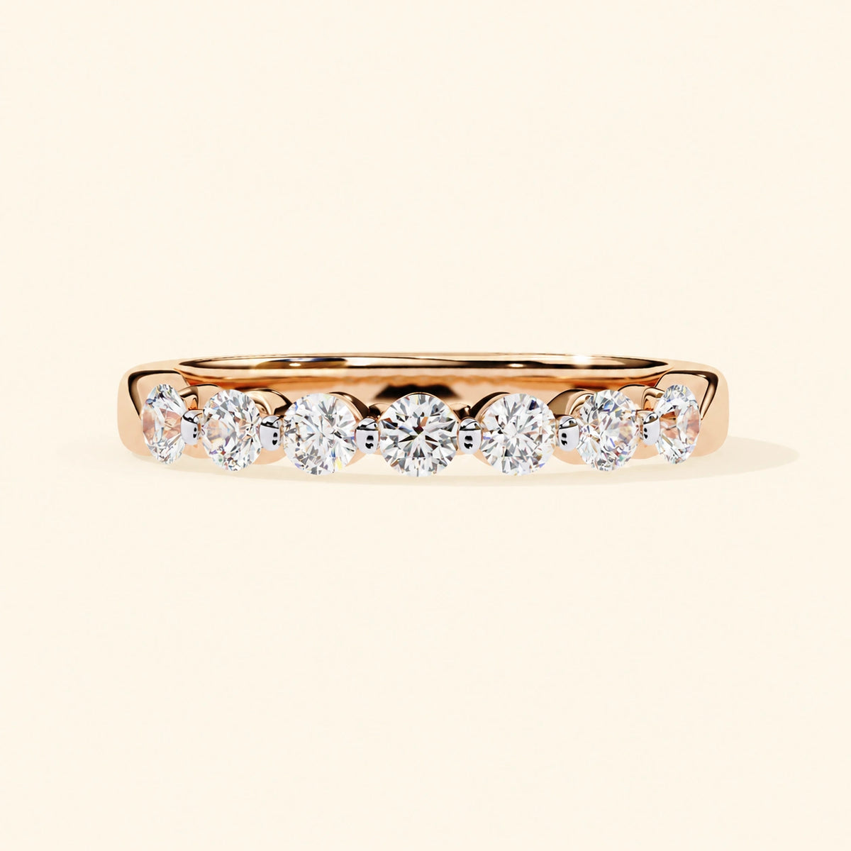Front view of 7 stone wedding band