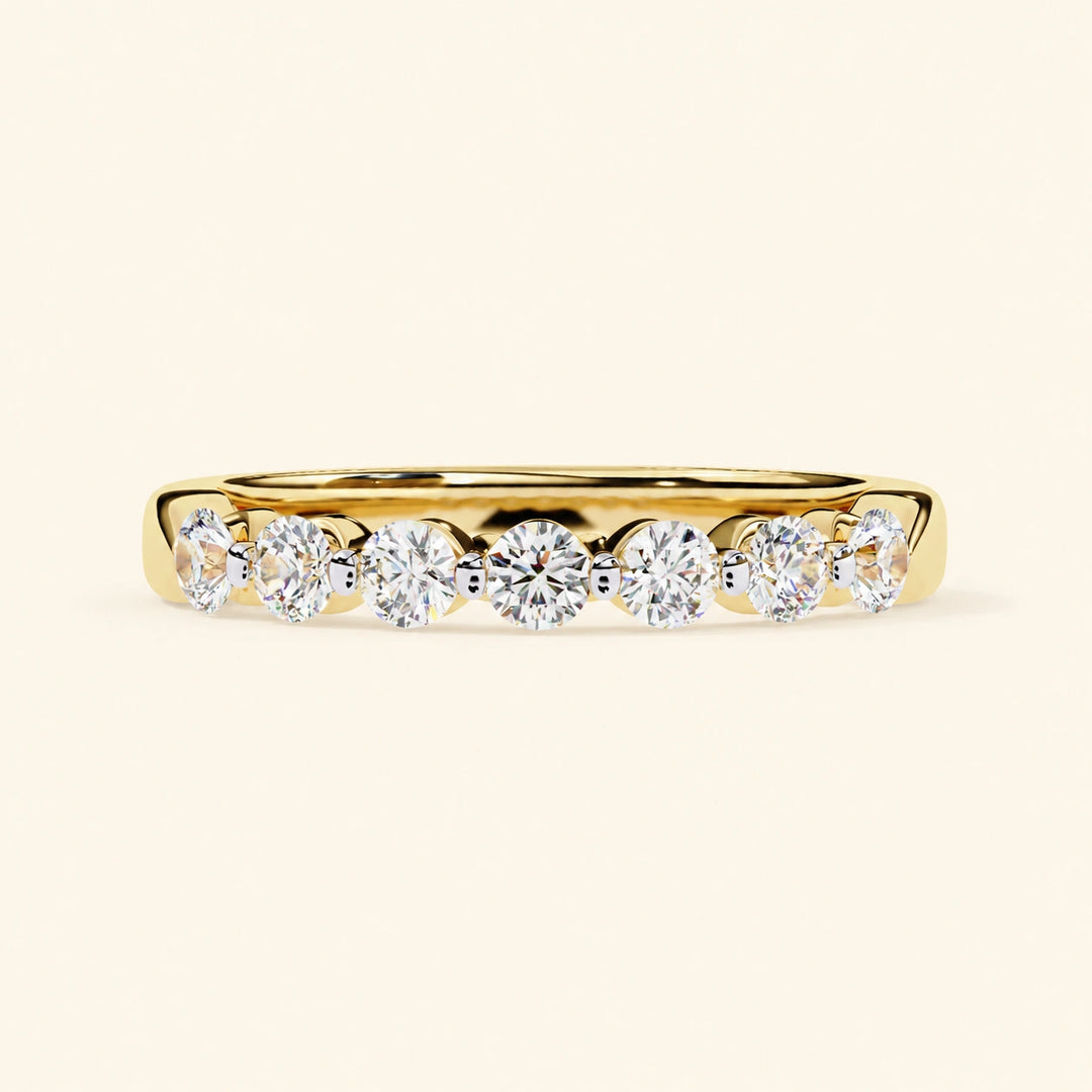 Front View Of 7 Stone Wedding Band