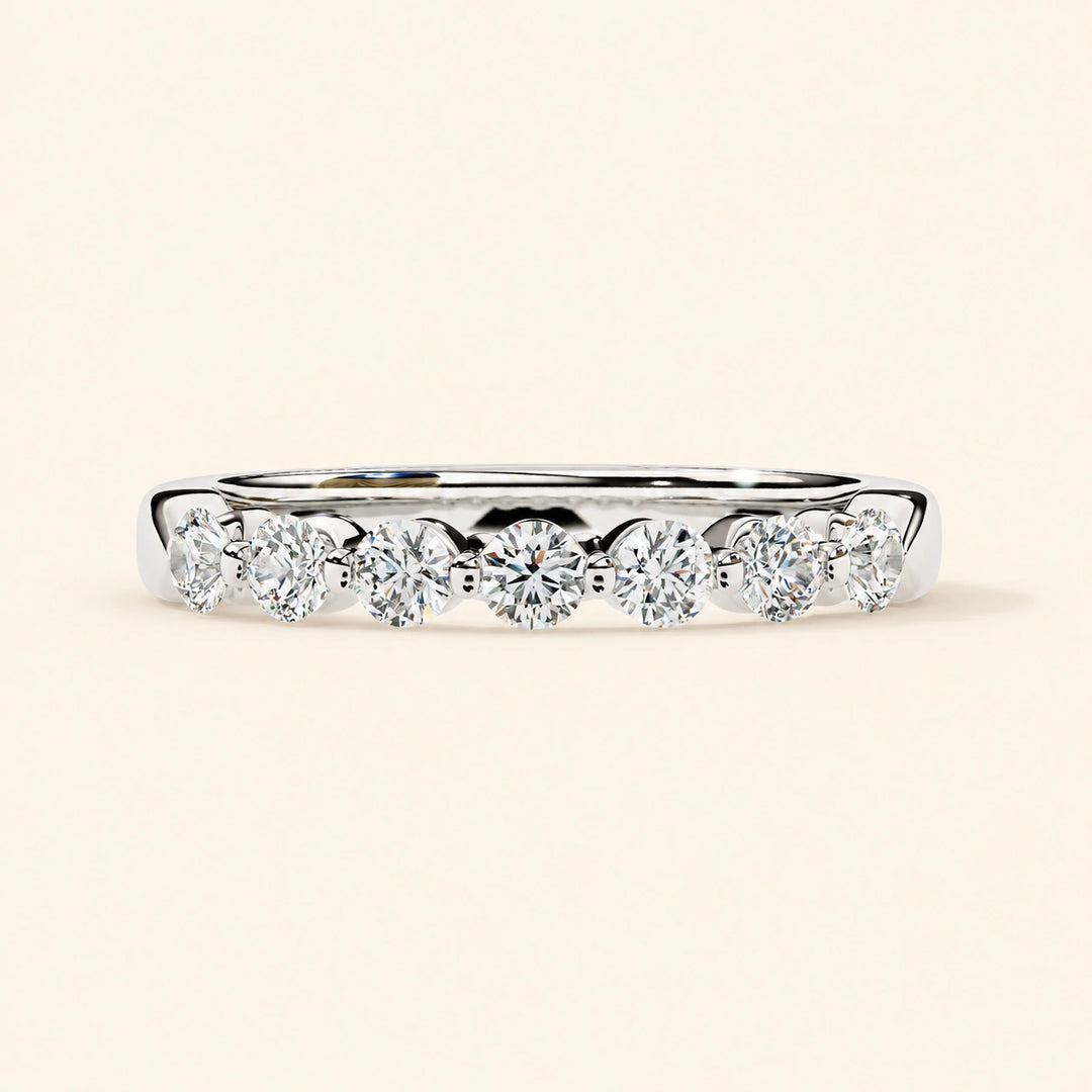Front View Of 7 Stone Wedding Band