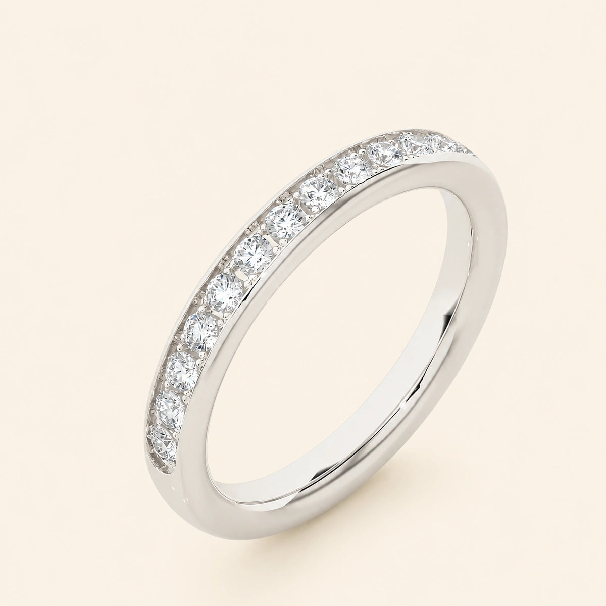 Angle view of half eternity band