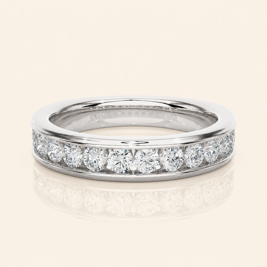 Front View Of PChannel Set Half Eternity Band