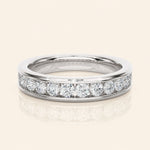 Load image into Gallery viewer, Front View Of PChannel Set Half Eternity Band
