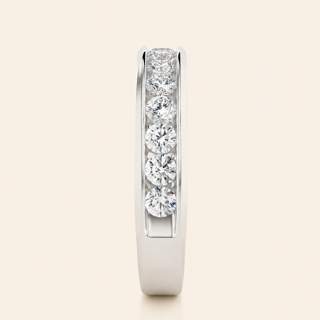 Side View Of PChannel Set Half Eternity Band