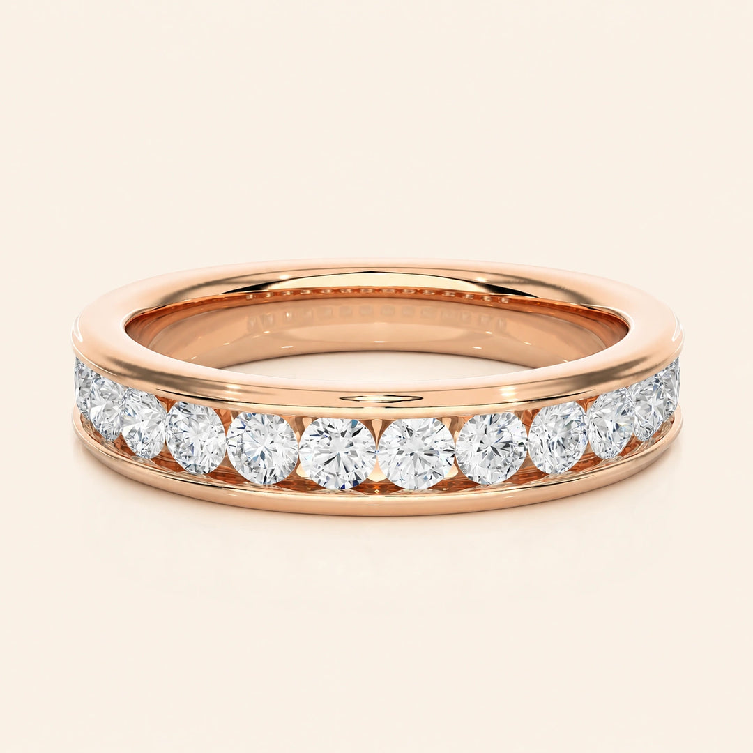 Front View Of PChannel Set Half Eternity Band