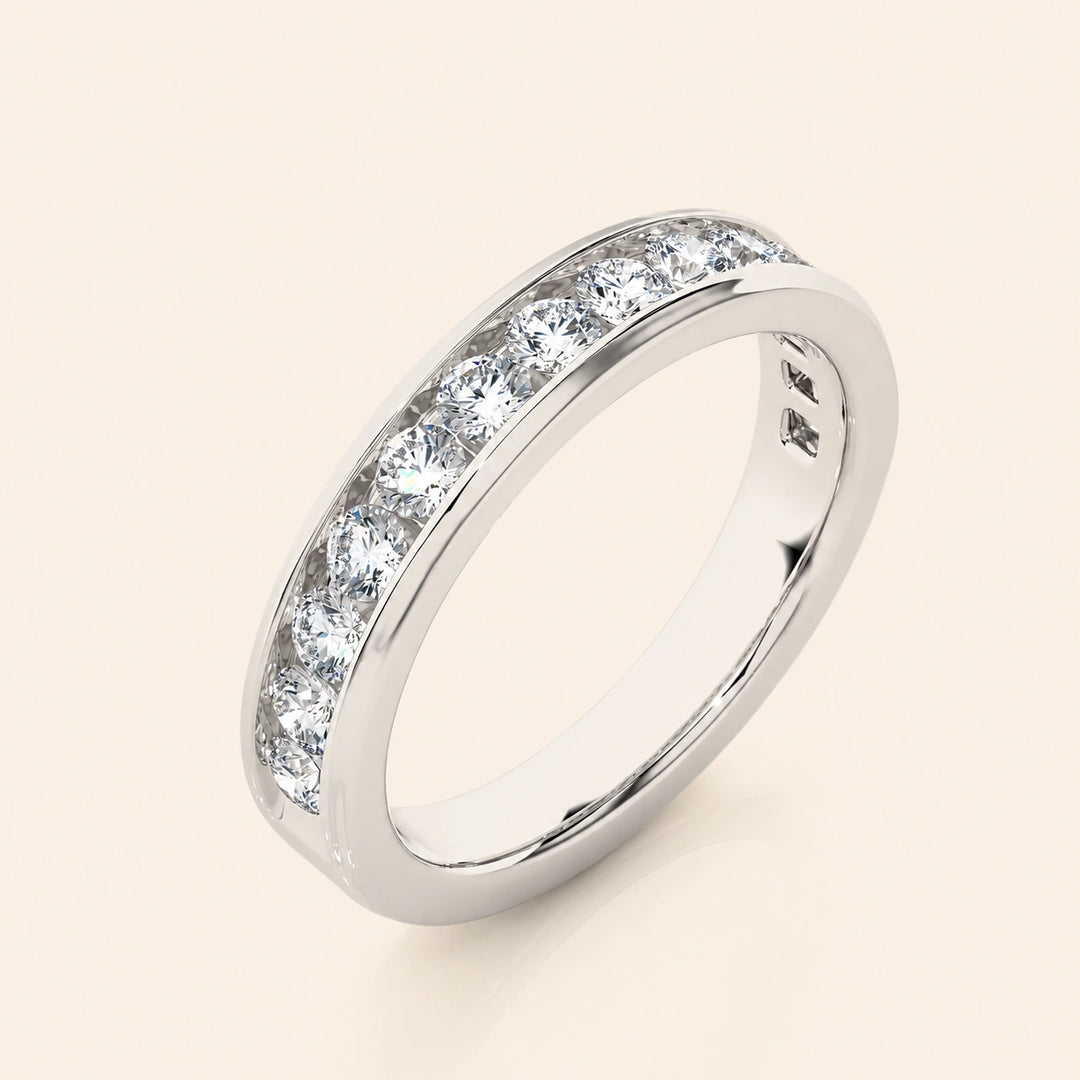 Angle View Of PChannel Set Half Eternity Band