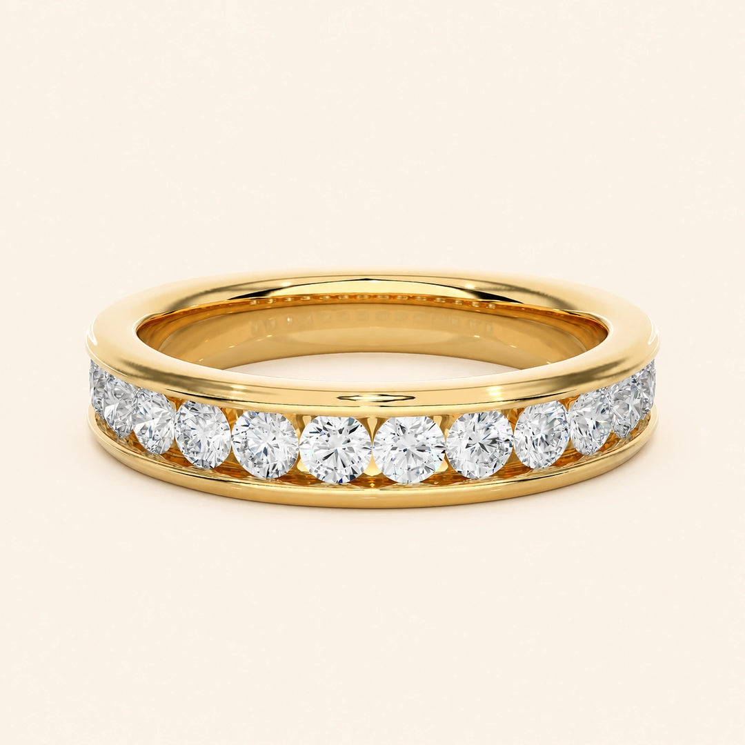 Front View Of PChannel Set Half Eternity Band