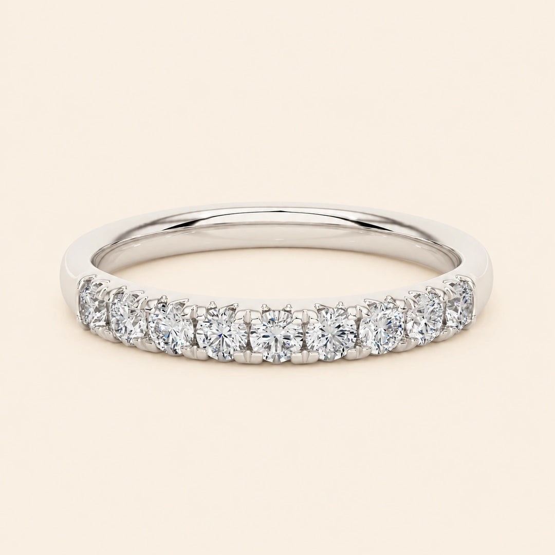 Front View Of Half Eternity Wedding Band