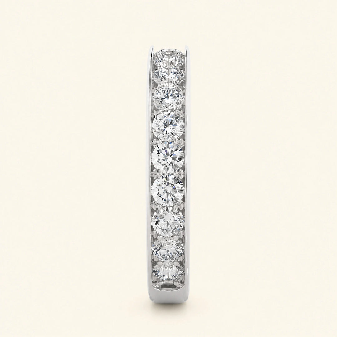 Side View Of Half Eternity Round Cut Wedding Band
