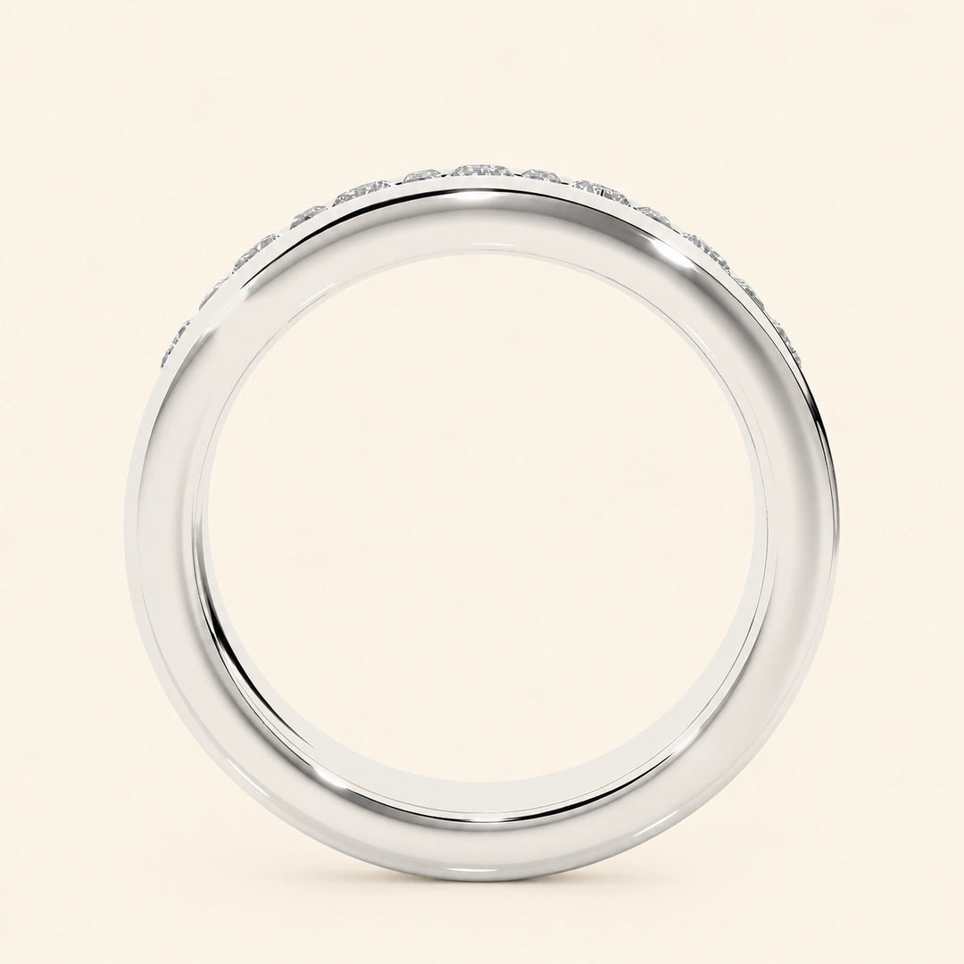 Back View Of Round Baguette Wedding Band