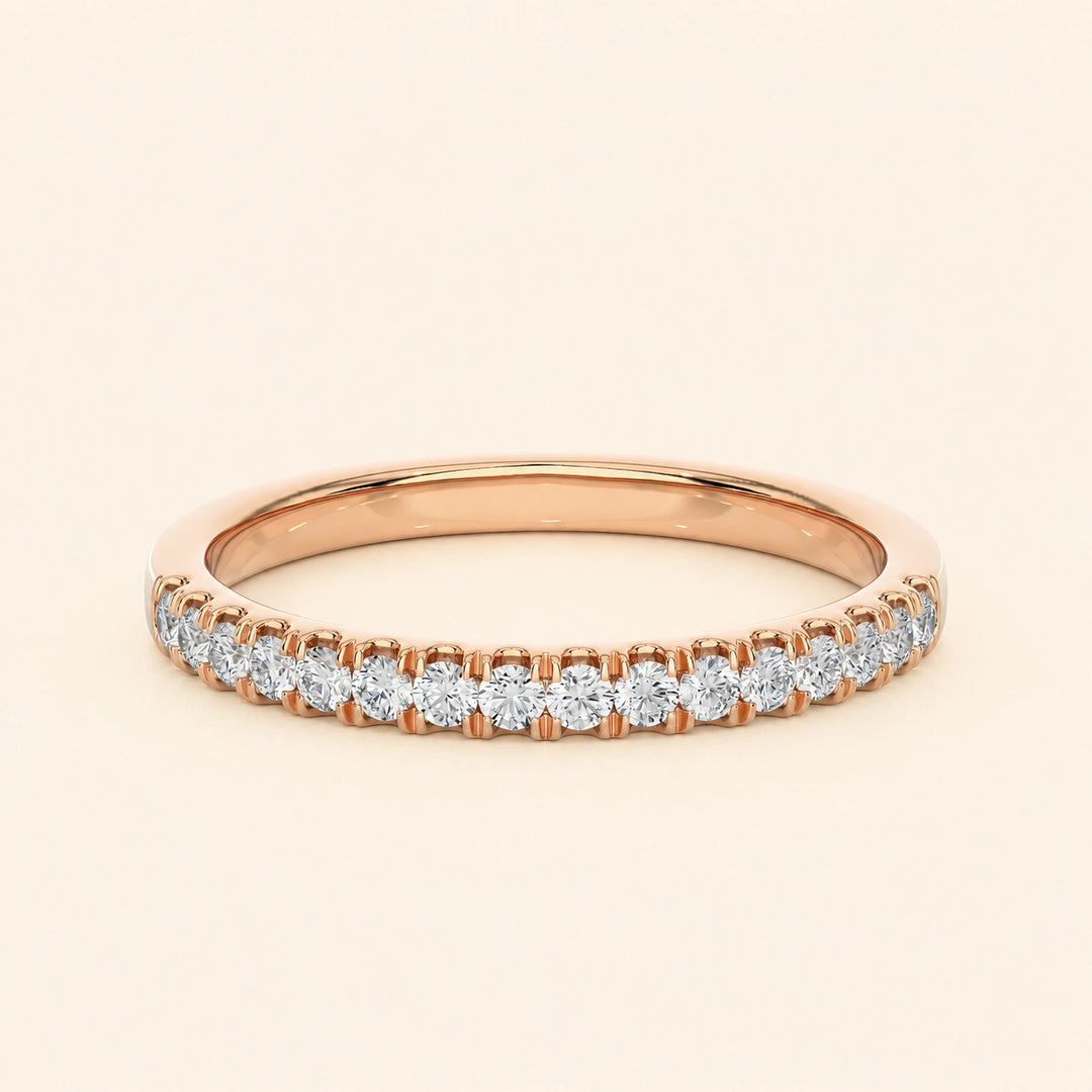 Front View Of Round Half Eternity Wedding Band