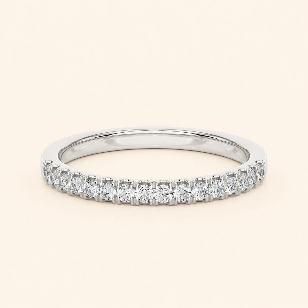 Front View Of Round Half Eternity Wedding Band