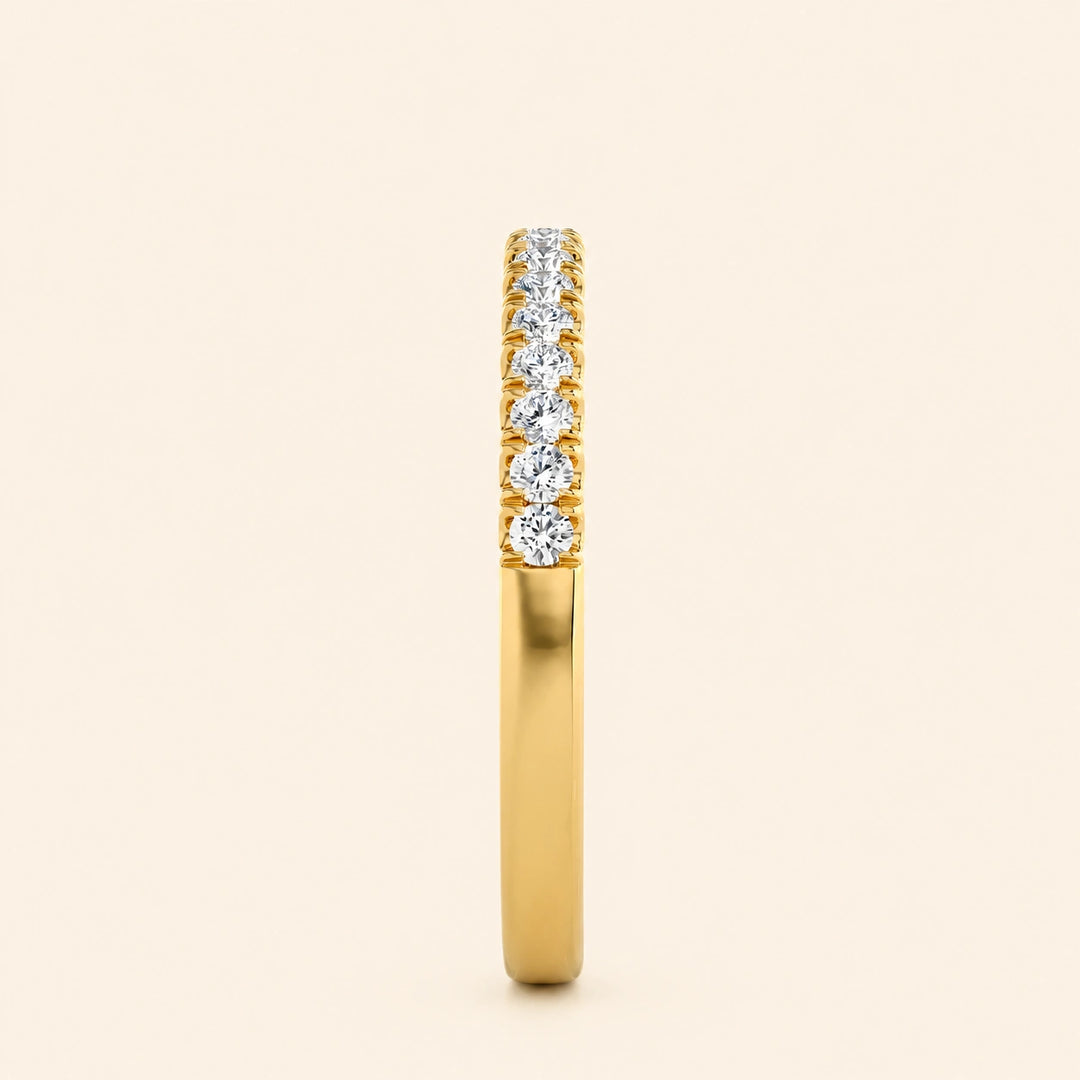 Side View Of Round Half Eternity Wedding Band