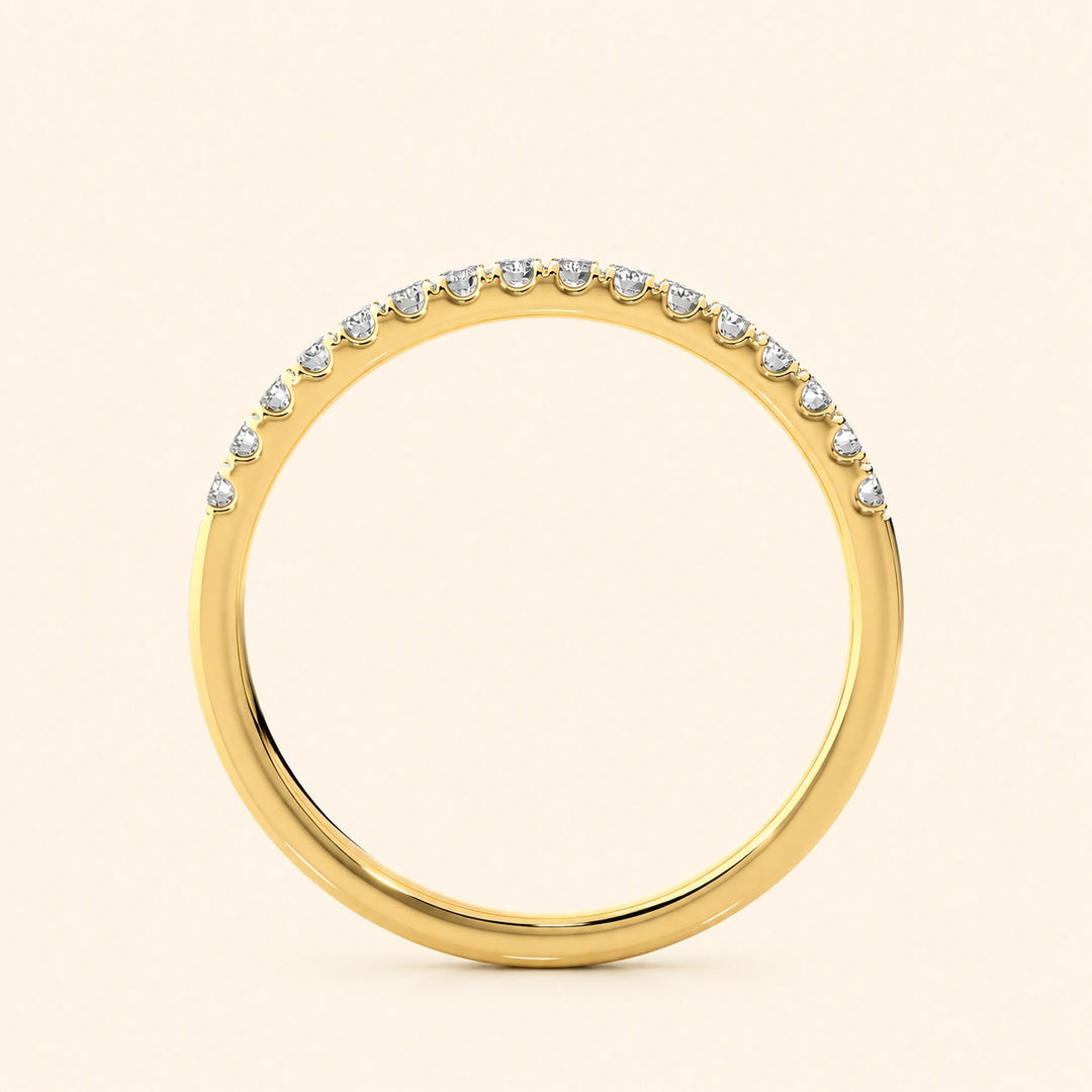 Angle View Of Round Half Eternity Wedding Band