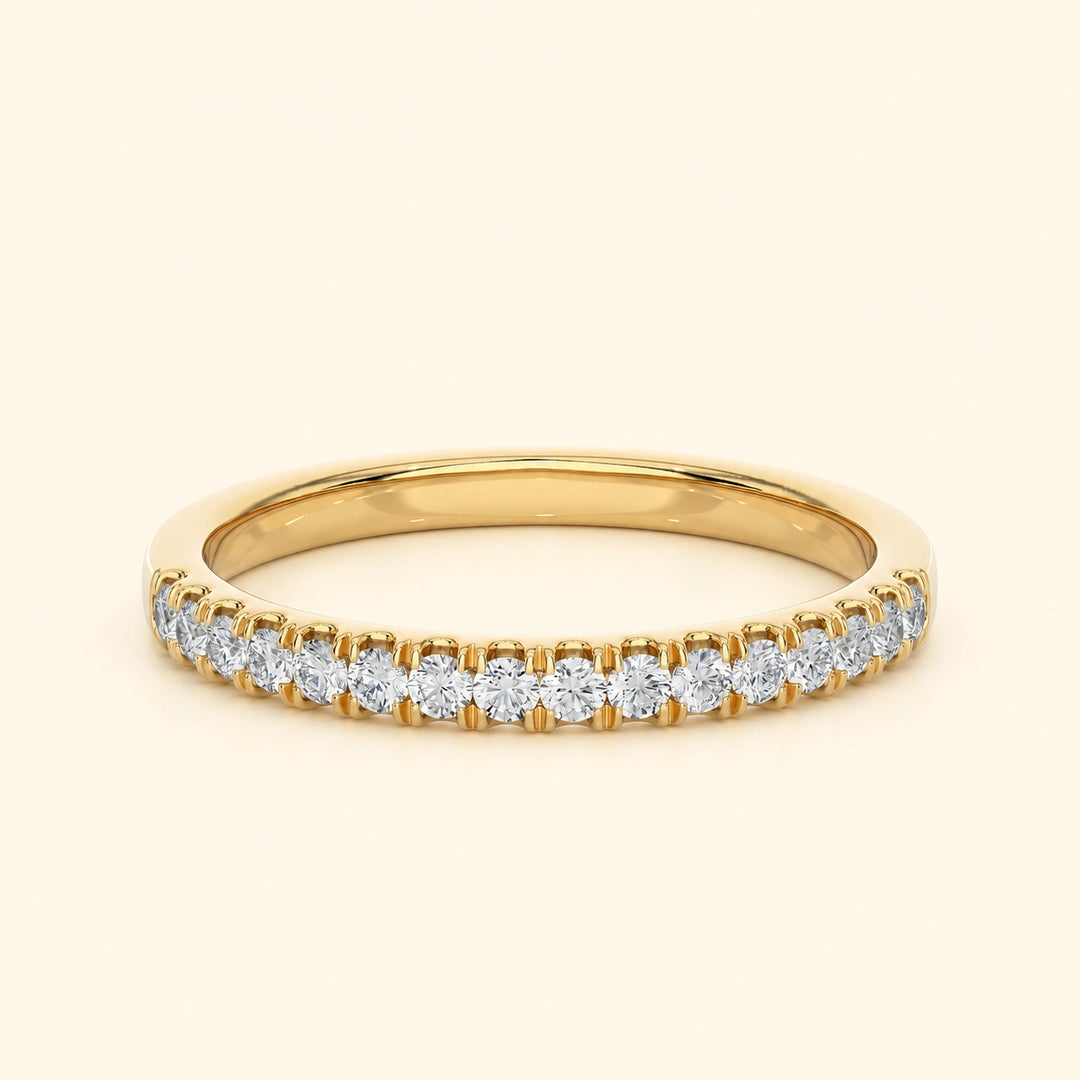Front View Of Round Half Eternity Wedding Band