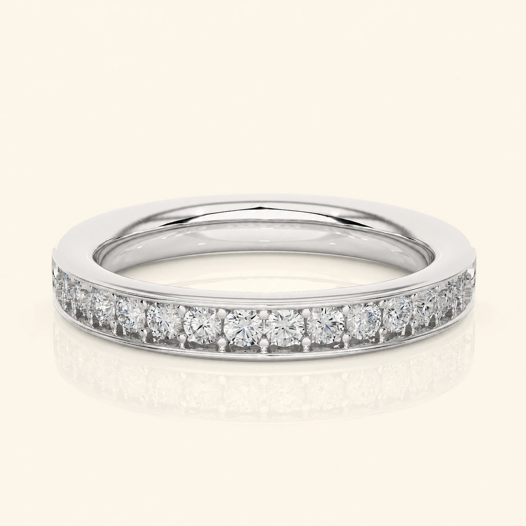 Front View Of Round Half Eternity Band
