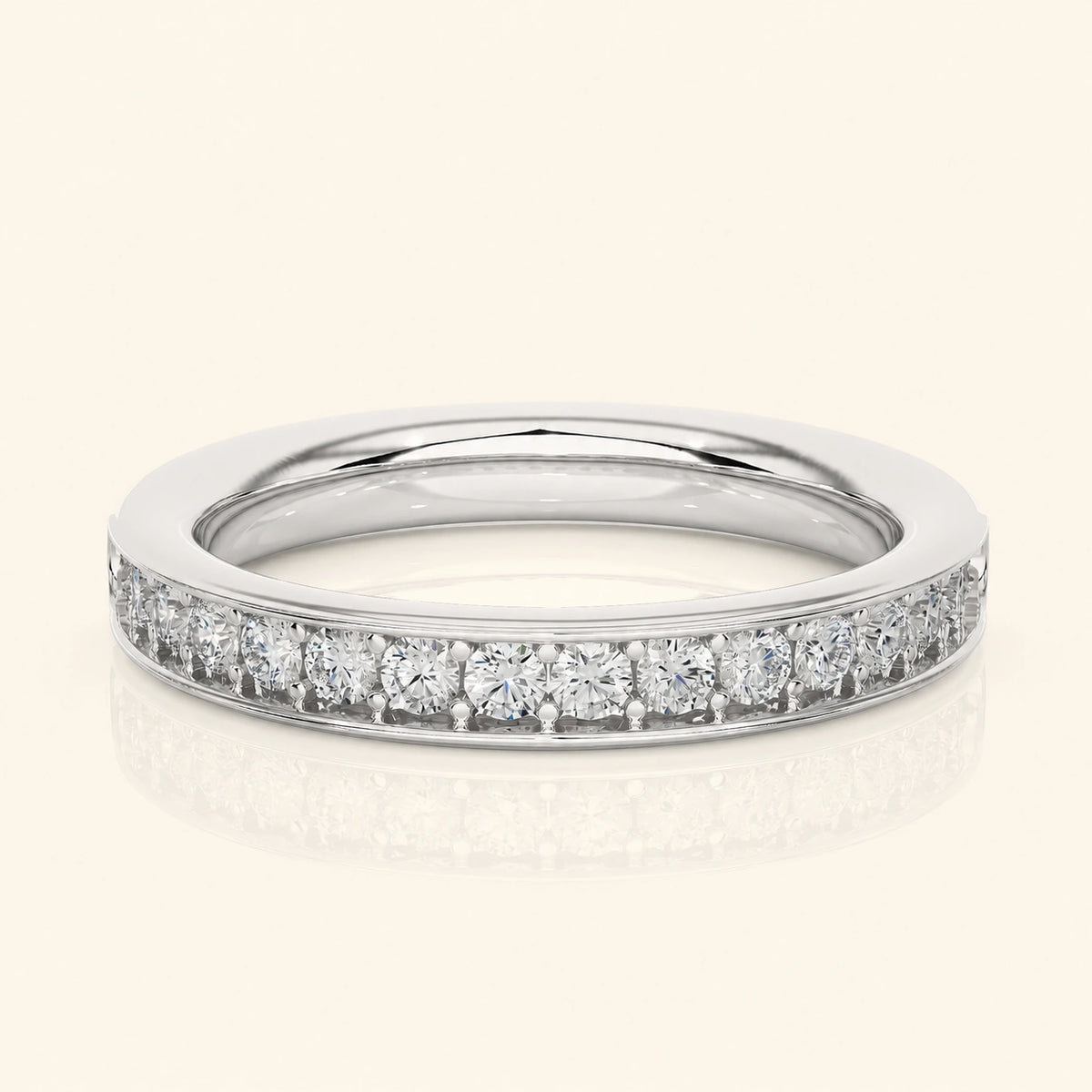 Front view of round half eternity band