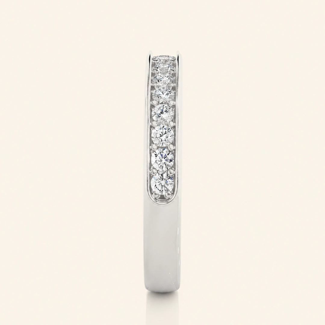 Side View Of Round Half Eternity Band
