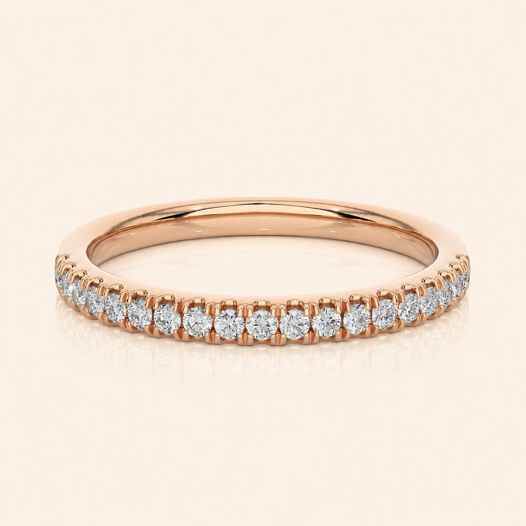 Front View Of Prong Half Eternity Wedding Band
