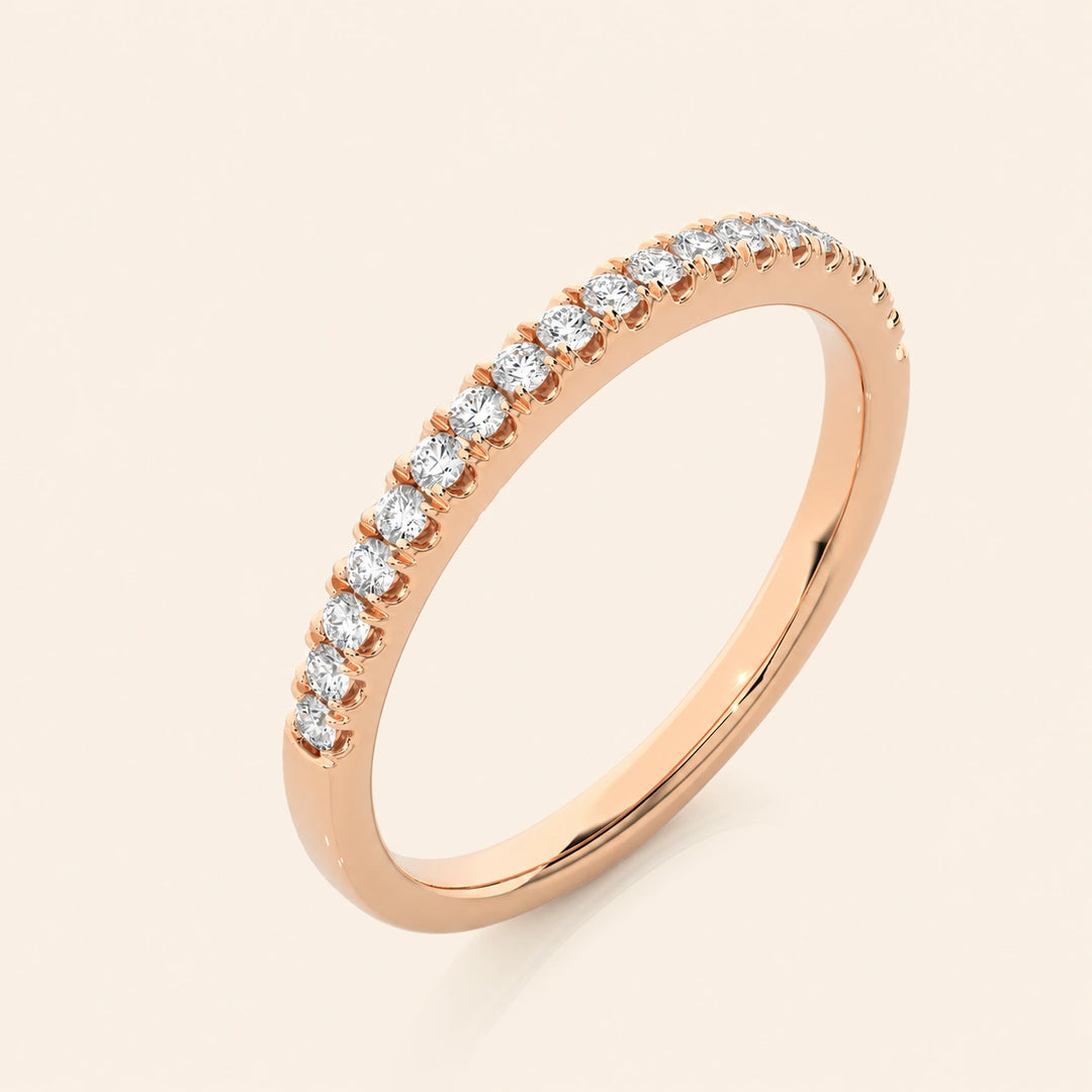 Angle View Of Prong Half Eternity Wedding Band