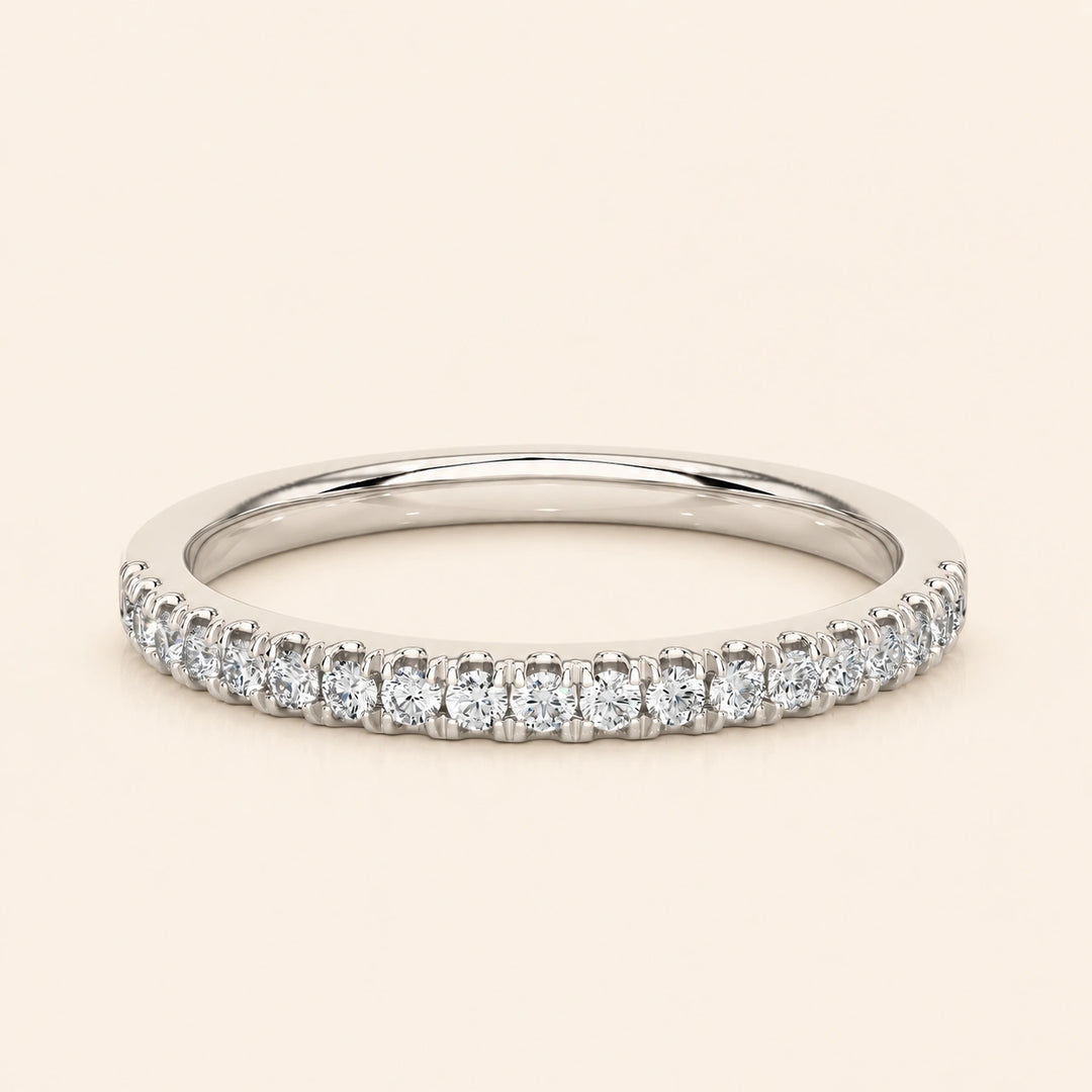 Front View Of Prong Half Eternity Wedding Band