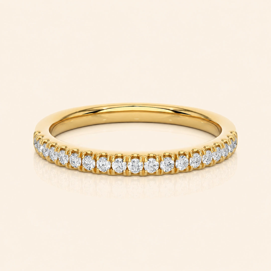 Front View Of Prong Half Eternity Wedding Band