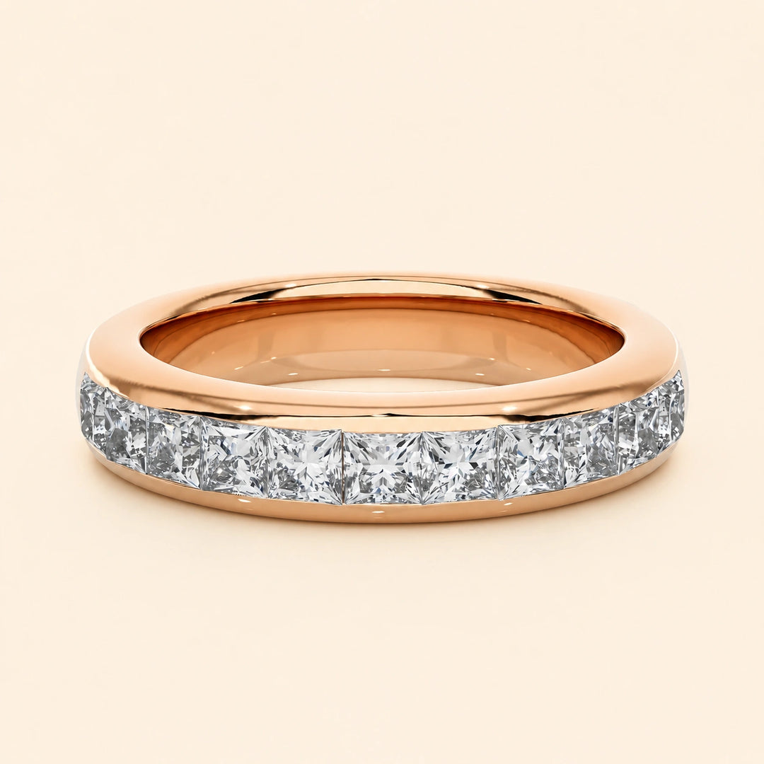 Front View Of Princess Half Eternity Wedding Band