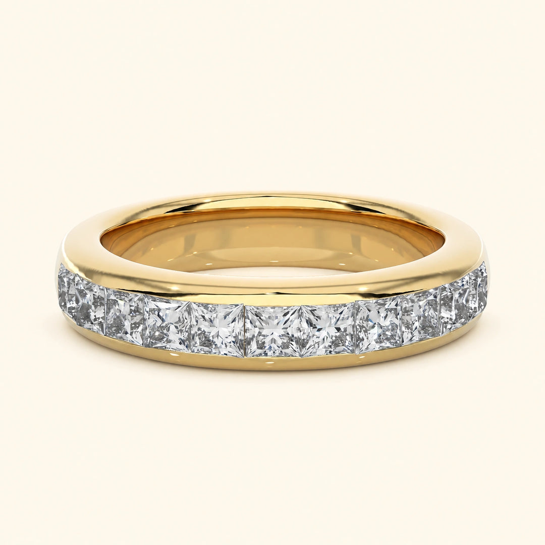 Front View Of Princess Half Eternity Wedding Band