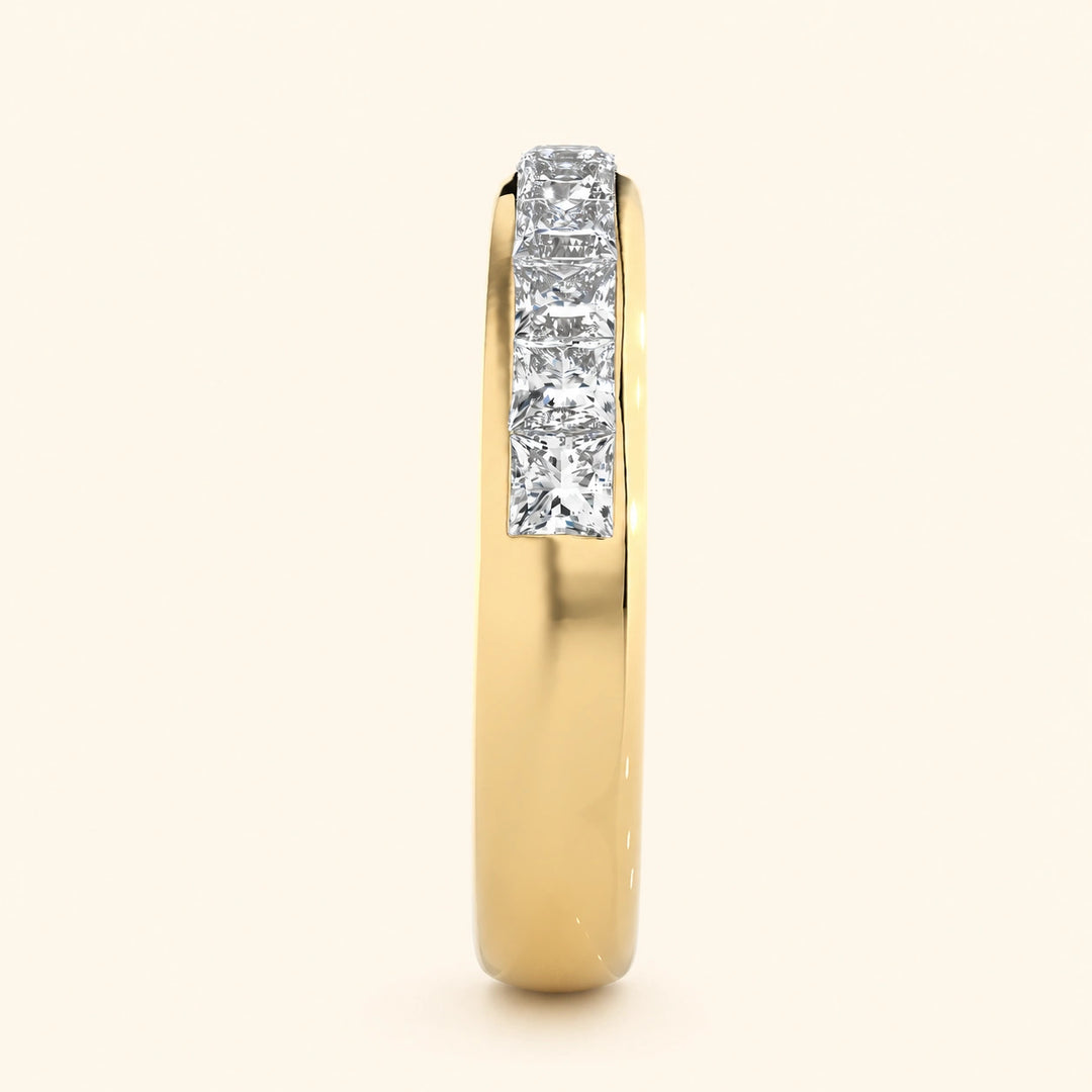 Side View Of Princess Half Eternity Wedding Band