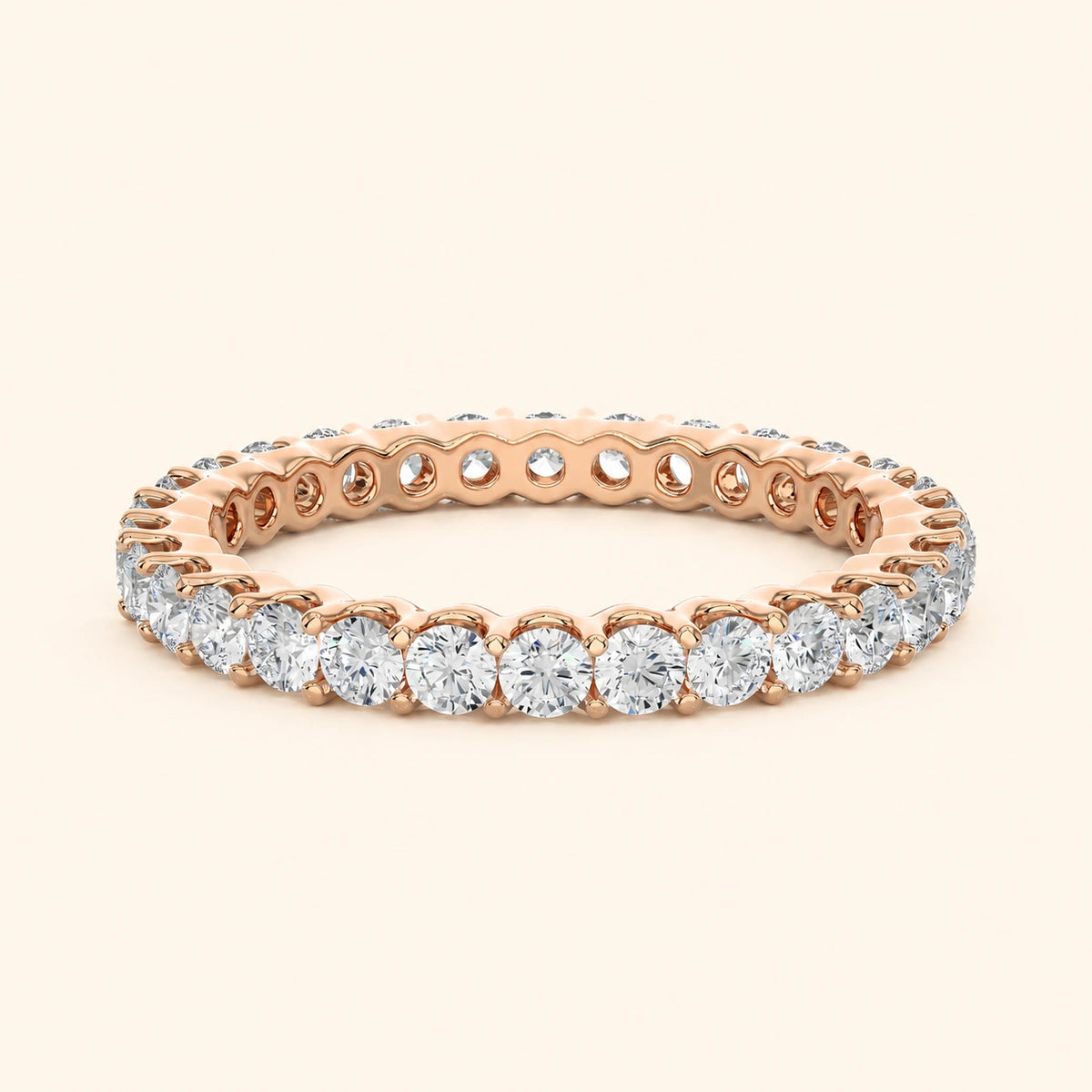 Front view of round cut wedding band 