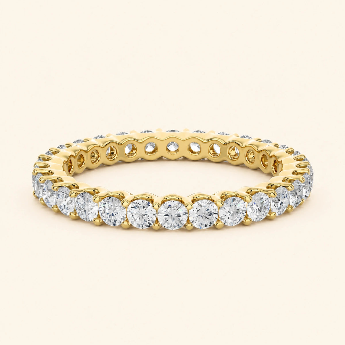 Front view of round cut wedding band 