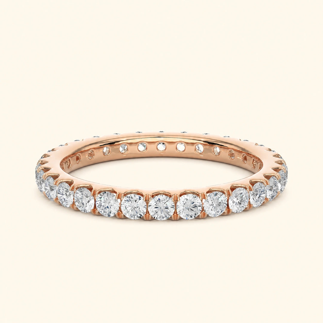 Front View Of V Split French Set Wedding Band