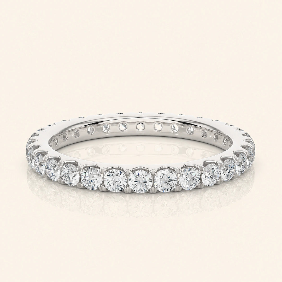 Front View Of V Split French Set Wedding Band
