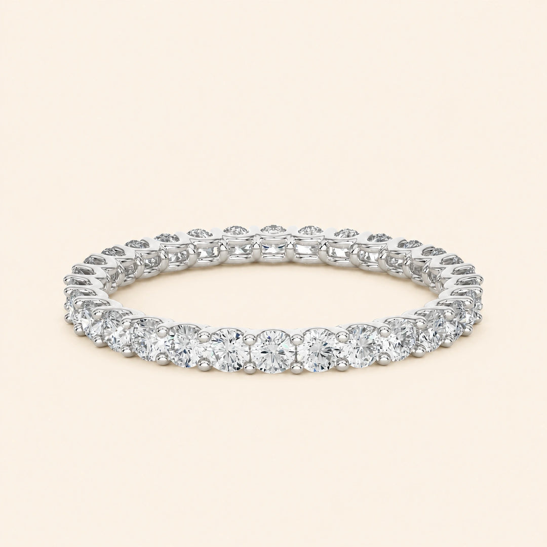 Front View Of Shared Prong Eternity Band