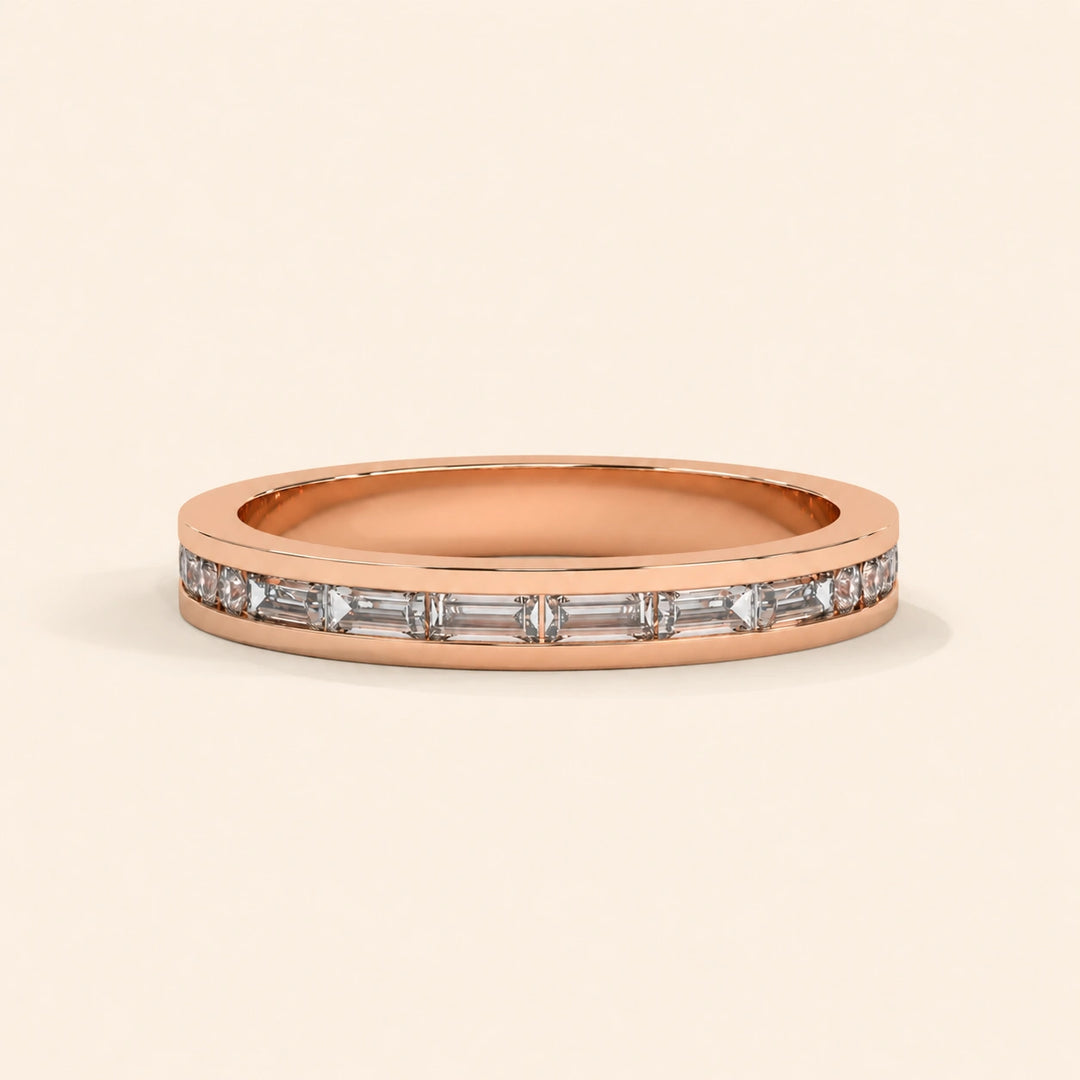 Front View Of Baguette Wedding Bands For Women
