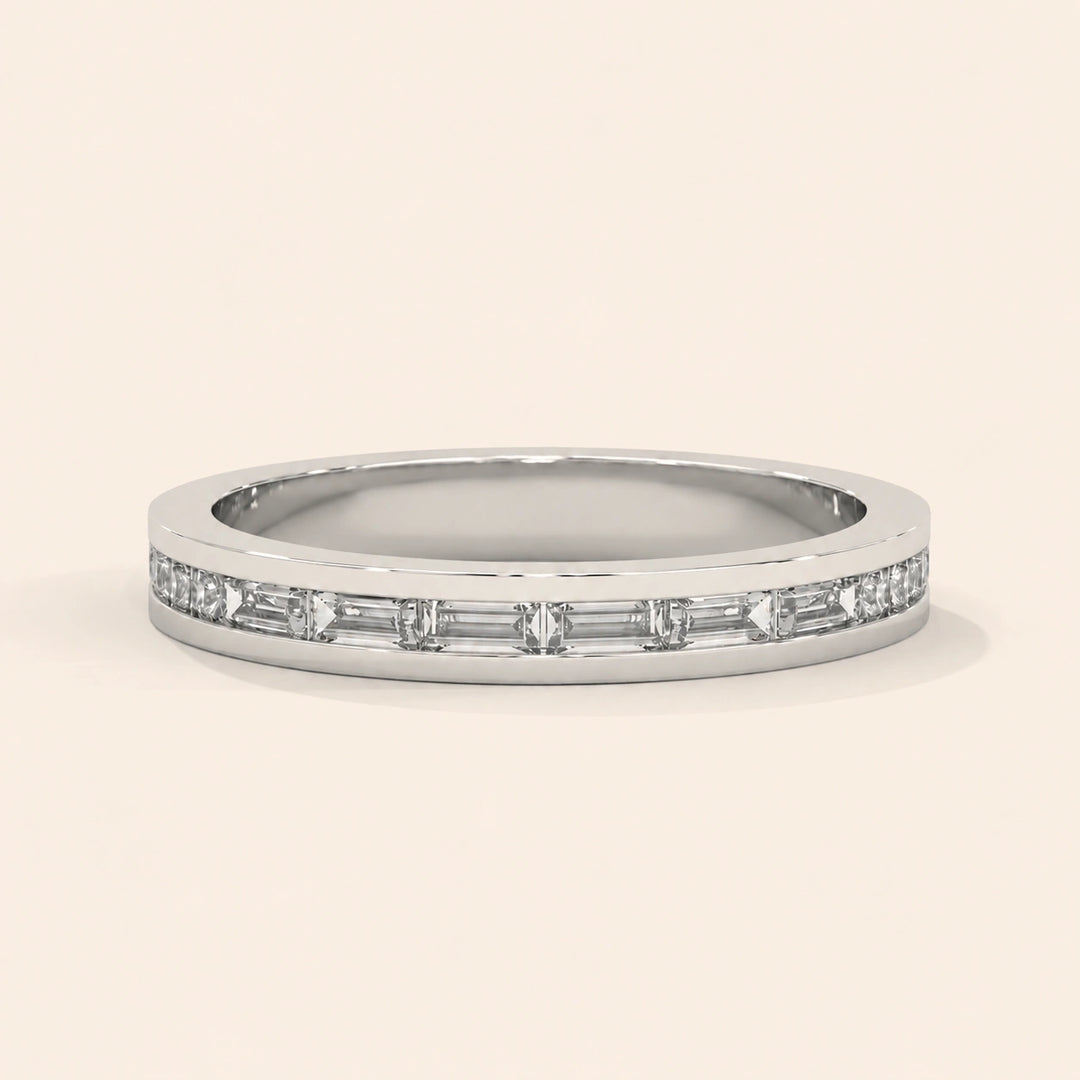 Front View Of Baguette Wedding Bands For Women