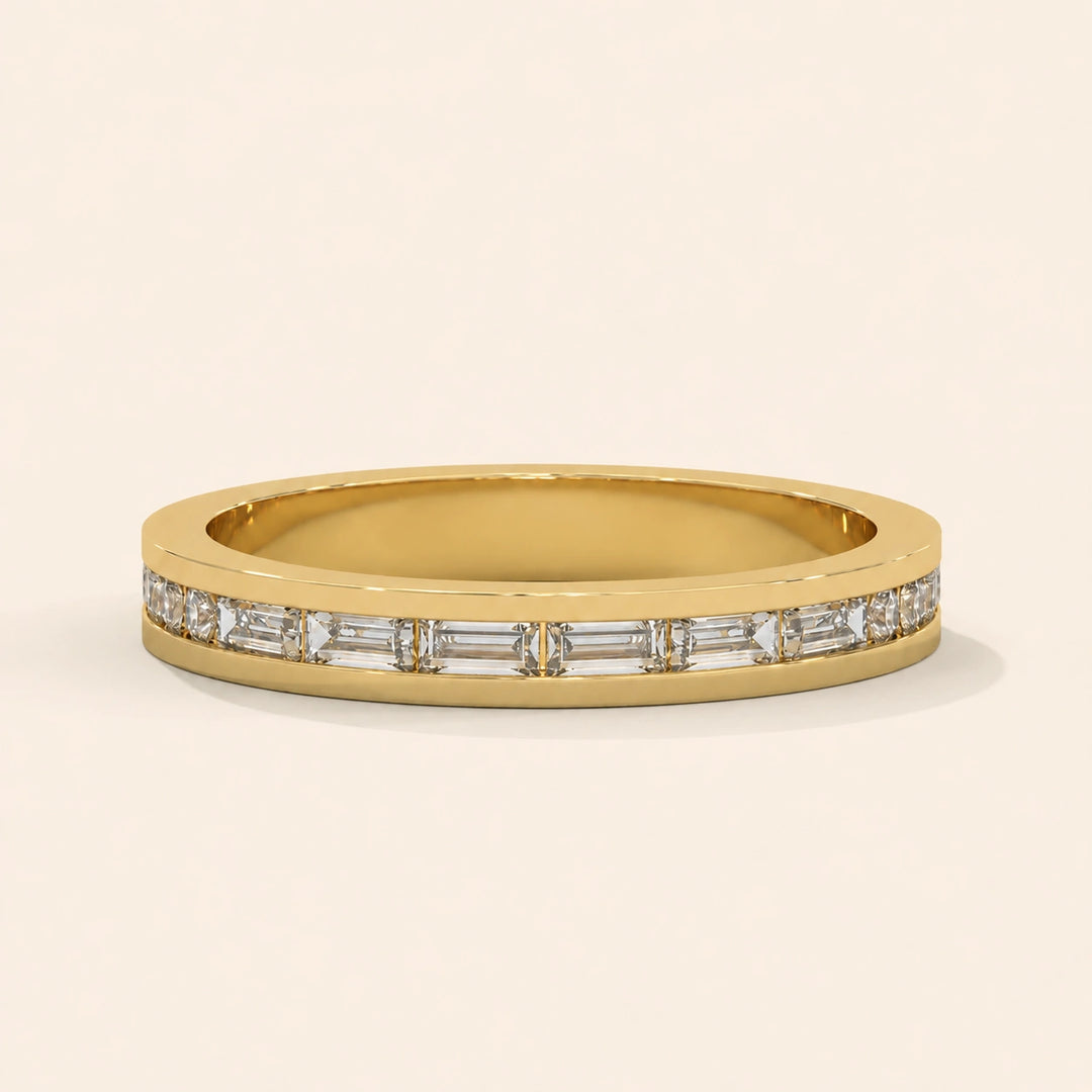 Front View Of Baguette Wedding Bands For Women