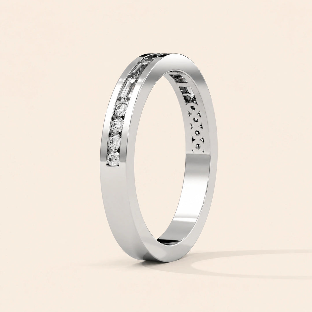 Side View Of Baguette Wedding Bands For Women