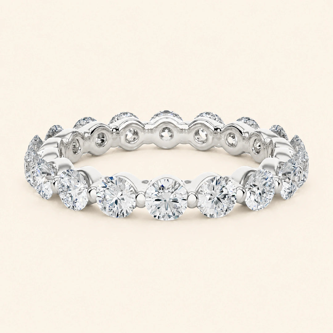 Front View Of Bar Prong Eternity Wedding Band