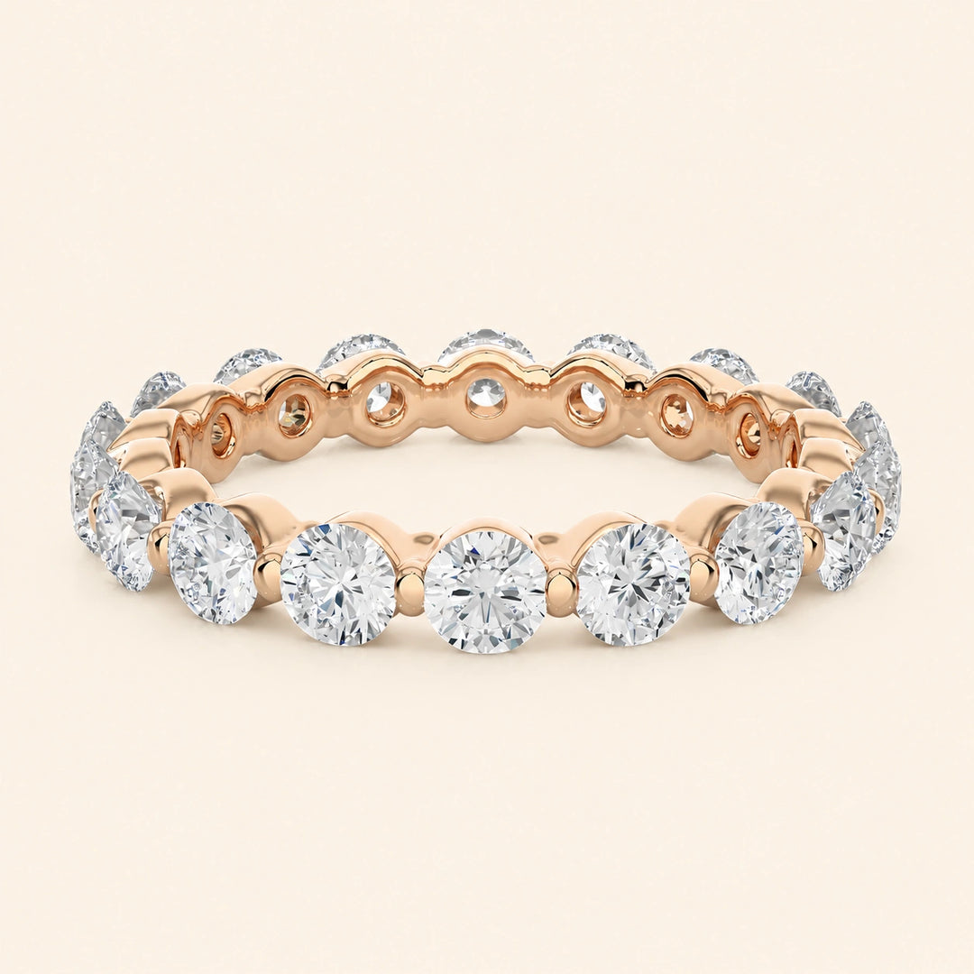 Front View Of Bar Prong Eternity Wedding Band