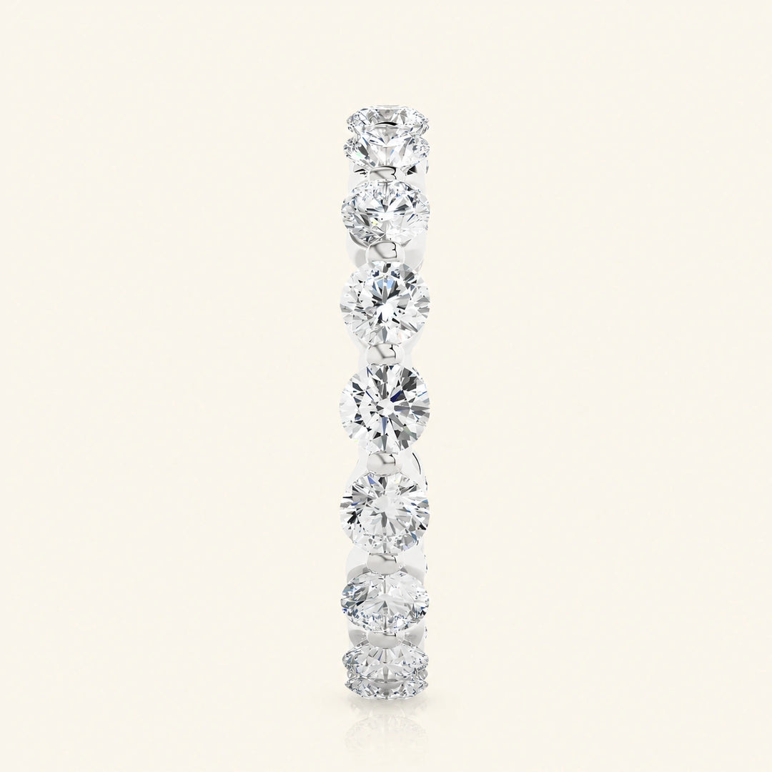 Side View Of Bar Prong Eternity Wedding Band