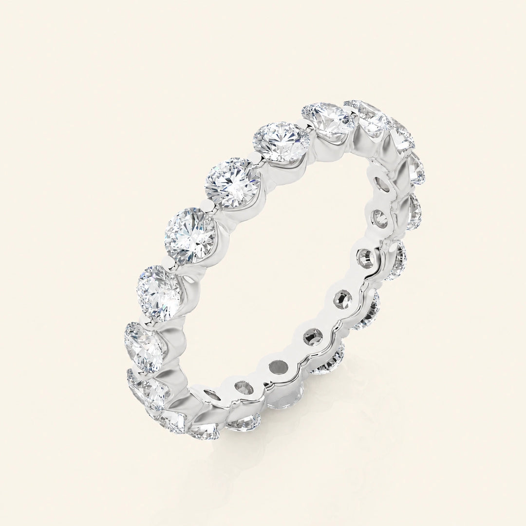Angle View Of Bar Prong Eternity Wedding Band