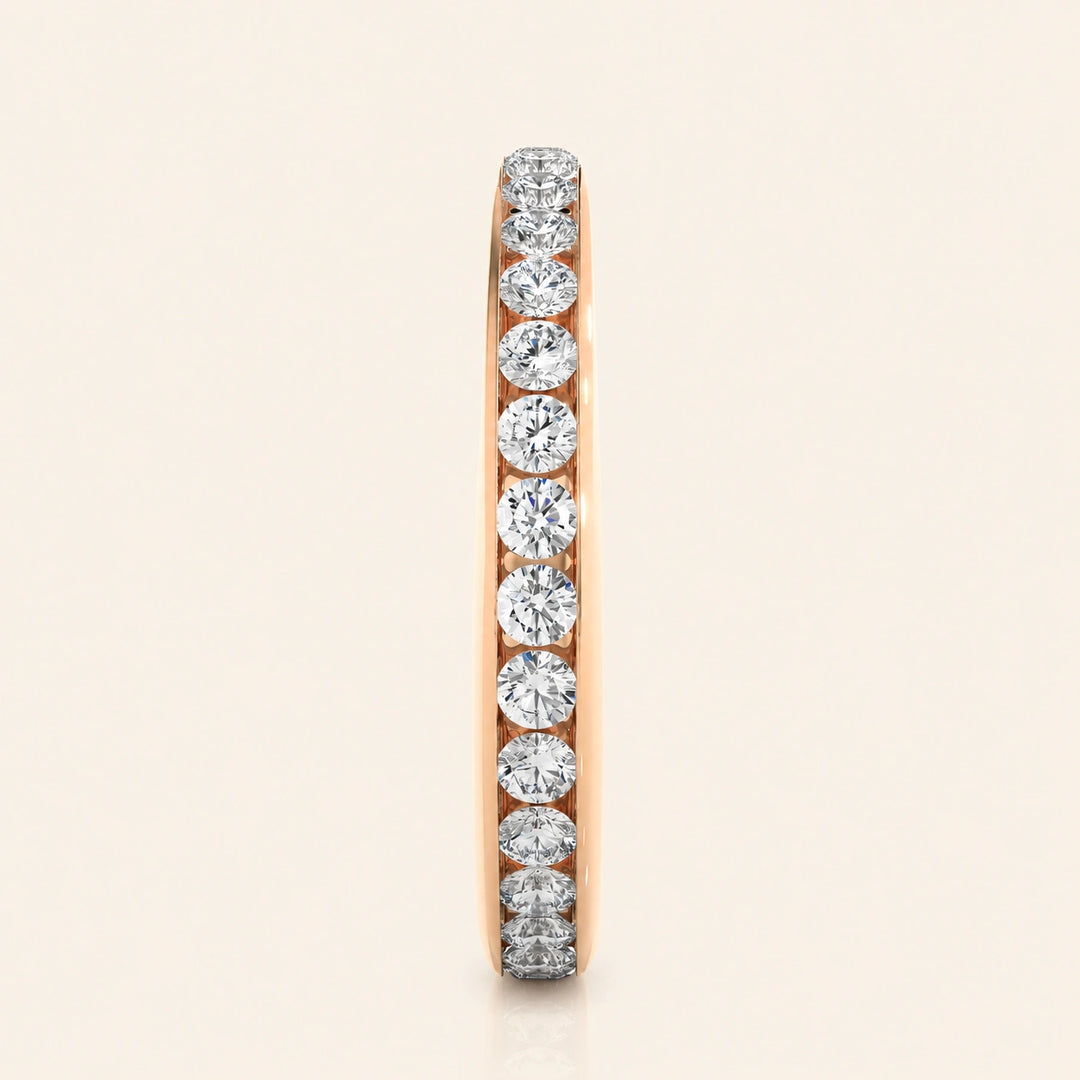 Side View Of Channel Set Eternity Wedding Band